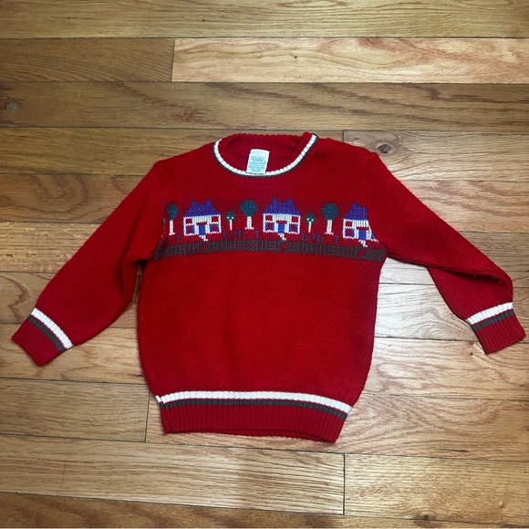 Other - Vintage Bebe Cradlecraft Baby Red Knit Sweater Made In England 12 Mos